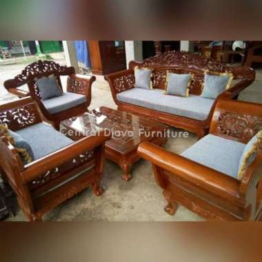Kursi & Meja Tamu Madura Udina Kayu Jati Ukir Mebel Ukiran Jepara -- Multicolor