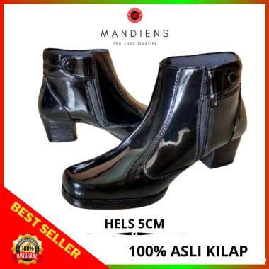 Mandiens Sepatu Pdl Sus Kilap Pdh Polwan Secwan Dishub Boot Hijab Boots Wanita 41 Hitam Heels 5Cm