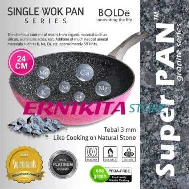 WOK PAN - WAJAN BOLDE 24 CM SUPER PAN BLACK PINK GRANITE COATING