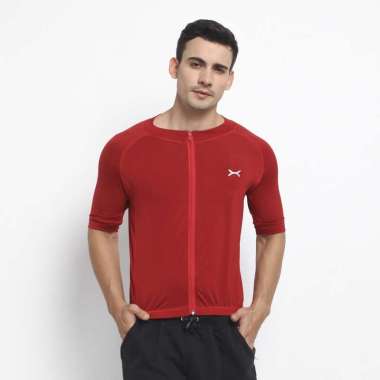 FLEXZONE Jersey Sepeda Lengan Pendek Pria Full Zipper FTS-039 S Maroon
