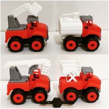 MAINAN ANAK MURAH ASSEMBLE FIRE TRUCK 4PCS KANTONG DB6066-9