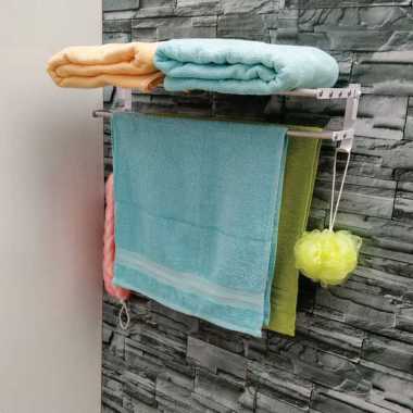JEMURAN DINDING ALUMINIUM / JEMURAN TOILET/ GANTUNGAN TOILET HANDUK KERING DAN BASAH 60 cm
