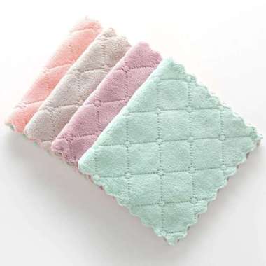 SK-C225 Kain Lap Piring Anti Minyak Bahan Coral Fleece / Kain Lap Dapur Microfiber Serap Air Murah A