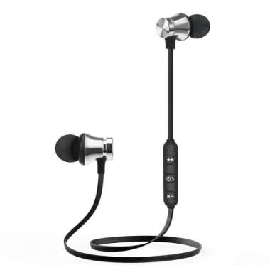 BT5 Sporty Wireless Bluetooth Stereo Headset - Magnetic Suction Silver