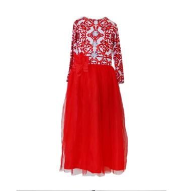 GBS JW Gamis Red Flower Batik Set Hijab