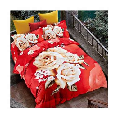 Idola Sprei 8003 Katun Jepang Motif White Rose Set Sprei