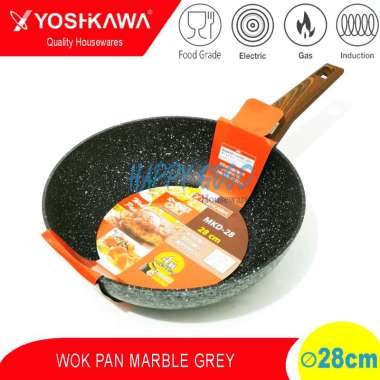 YOSHIKAWA 28cm WOK/PANCI/PENGGORENGAN TEFLON/MARBLE 4 Varian MARBLE BINTIK