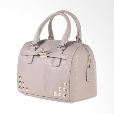 Lescatino Helios Boston Shoulder Bag Wanita - Taupe Grey