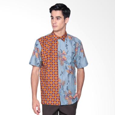 Danar Hadi Print Motif Lung Kukilo ... Batik Pendek Pria - Blue