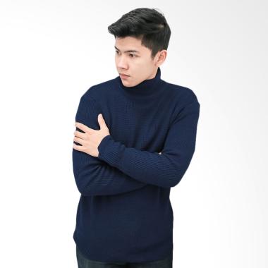 Gomuda Cord Turtleneck Rajut Sweater Pria - Navy