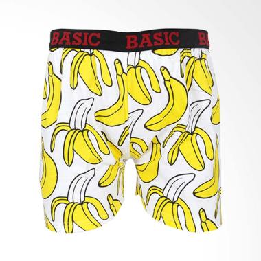 Elfs Shop Banana Pattern Santai Celana Dalam Pendek Boxer Pria - Putih