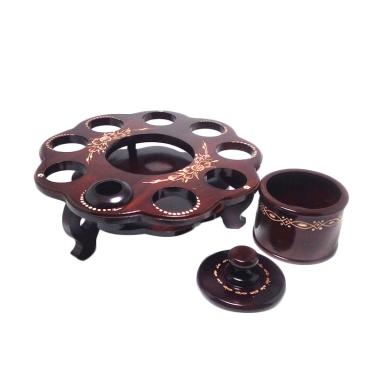 Ngasem Model Mawar Kayu Jati Tempat Saji Air Mineral with Toples