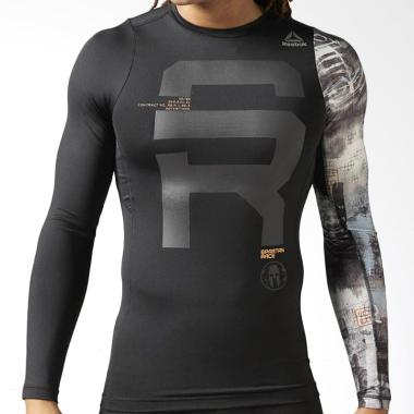 Reebok Spartan Race Long Sleeve Compression Shirt Baju Lari Pria - Hitam Reebok Spartan Race Long Sleeve Compression Shirt Baju Lari Pria - Hitam