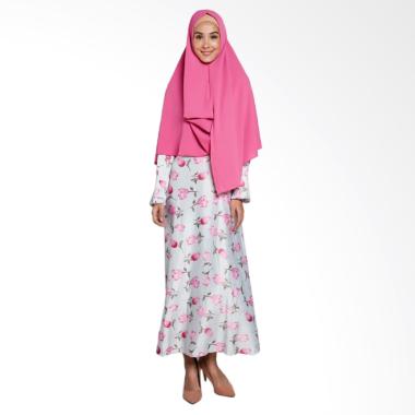 Erin Collection Motif Bunga Gamis w ... aju Muslim Wanita - Putih