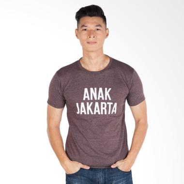 Trending Graphic Print Anak Jakarta T-Shirt Pria - Coklat