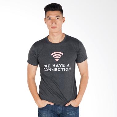 Trending Graphic Print Connection T-Shirt Pria - Abu-Abu