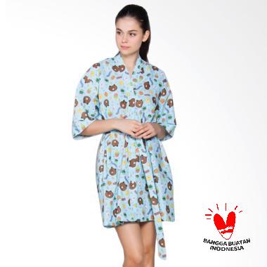 DASTERLAND Corak Kecil Sticker Line Daster Kimono Wanita - Biru Tosca