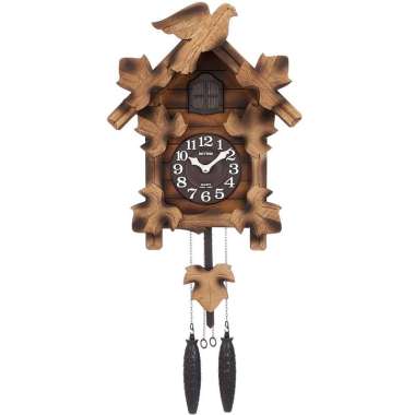 Rhythm 4MJ234 Japan Made Cuckoo Bird Chirping Wooden Case Jam Dinding