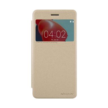 Nillkin Sparkle Leather Flip Cover Casing for Nokia 6 - Gold