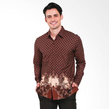 Batik Heritage Duo Peacok Slim Fit Kemeja Batik Pria - Cokelat