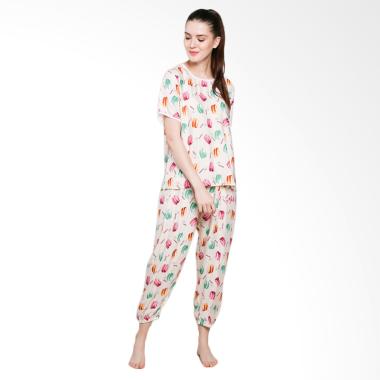 Jo & Nic Macaroon Pajama Setelan Piyama Wanita - Cream