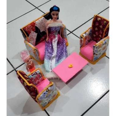 Mainan Sofa + Boneka Barbie kecil dan besar murmer