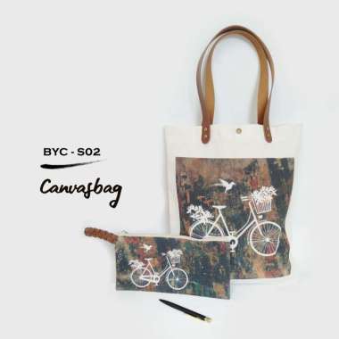 Dewani Tote Bag Set Canvas & Pouch BYC-S02 Tas Kanvas wanita seri Sepeda