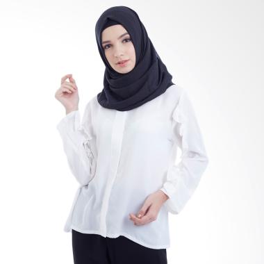 Hanalila Daily Hijab Frillo Tops Blouse Muslim - White