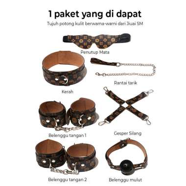 tali alat variasi bdsm colorful Leather 7pc Set sex toys