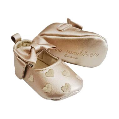 Mothercare Prewalker Girl Flat Shoes Ribbon Love Sepatu Bayi - Gold
