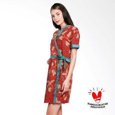 Lombang Batik Overslagh Dress - Merah