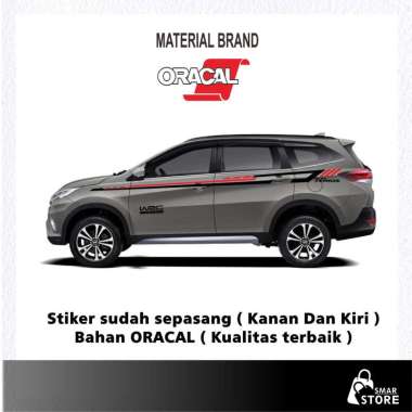 Cutting Stiker Setiker mobil body samping variasi all new terios terbaru Merah Putih