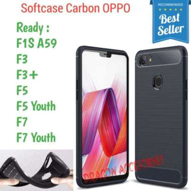 Softcase F1S A59 F3 F3+ F5 F7 Youth Oppo Silikon Slim Fit Carbon Fiber Case Casing Shockproof Cover 