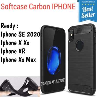 Softcase Iphone SE 2020 X XR Xs Max Silikon Slim Fit Carbon Fiber Case Casing Shockproof Cover SE 20