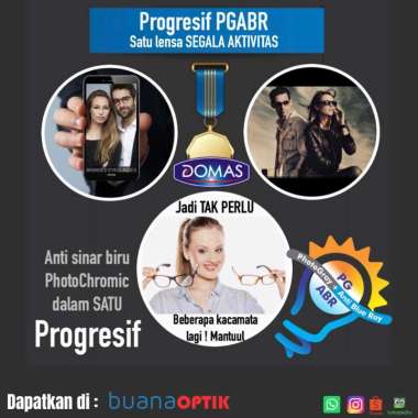 LENSA KACAMATA PROGRESIF BLUCROMIC DOMAS SUN UNO PHOTOCROMIC BLURAY GOSOK