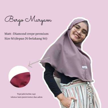 ARSYA HIJAB BERGO TALI MARYAM UKURAN M 70/80 DIAMOND CREPE JILBAB INSTAN M Putih