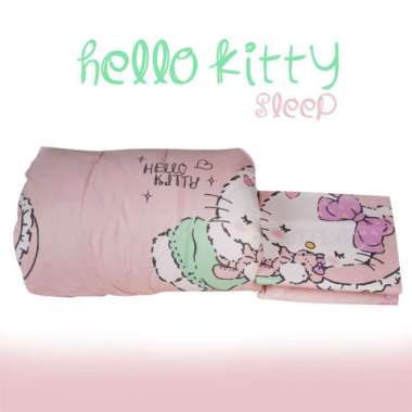 Rise Bed Cover Hello kitty Bahan Microfiber Motif girly Ori Sanrio Hijau 220 x 240