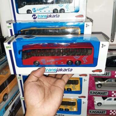 Diecast Mininiatur Mobil Bus transjakarta Mainan Besi Kado anak - Merah