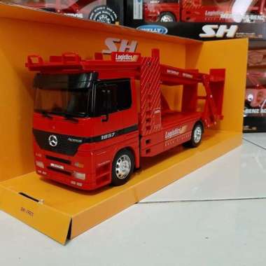 Diecast Miniatur Truk Trailer Logistic Mercedes Benz Actros Welly 1:32