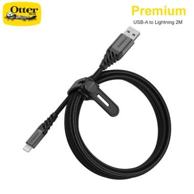 OtterBox Premium Cable Data Lightning Rugged iPhone MFi 3.0A Black 2M