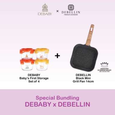 Debaby X Debellin MPASI Cookware - Baby Food Storage Set Of 4 + Black Mini Grill Pan 14cm
