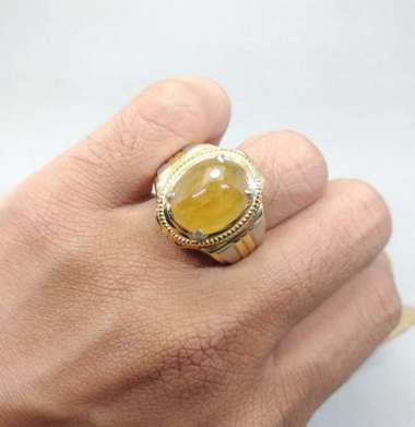 Batu Cincin Akik Yakut Pria Kuning Bagus Asli
