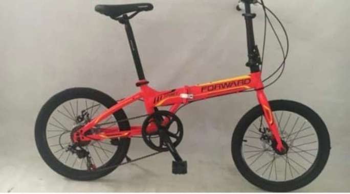 Sepeda Lipat Folding Bike Forward 20 inch 7 Speed Rem Cakram SNI Garansi Red