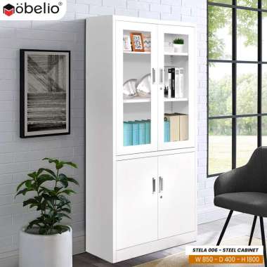 Lemari Filling Kabinet Besi Kaca + Rak Elegan Minimalis