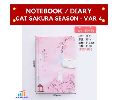 Buku Tulis Notebook Diary CAT SAKURA SEASON Var 4