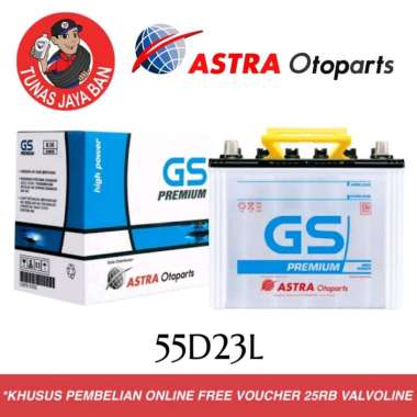aki basah GS 55D23L premium Astra baru ori