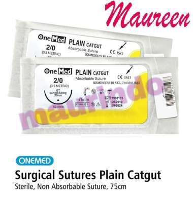 Benang Jahit Catgut Plain+Jarum OneMed pcs 2