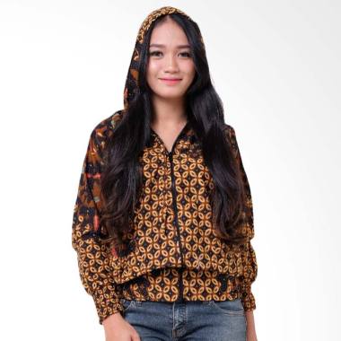 Batik Distro T1232 Jaket Batik Wanita - Coklat