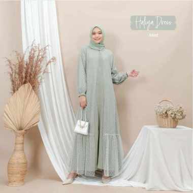 Baju Gamis Muslim Terbaru 2021 Dress Kondangan Remaja Pesta Hatiya Set L Mint