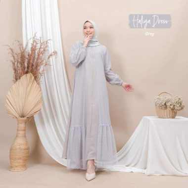 Baju Gamis Muslim Terbaru 2021 Dress Kondangan Remaja Pesta Hatiya Set L Grey